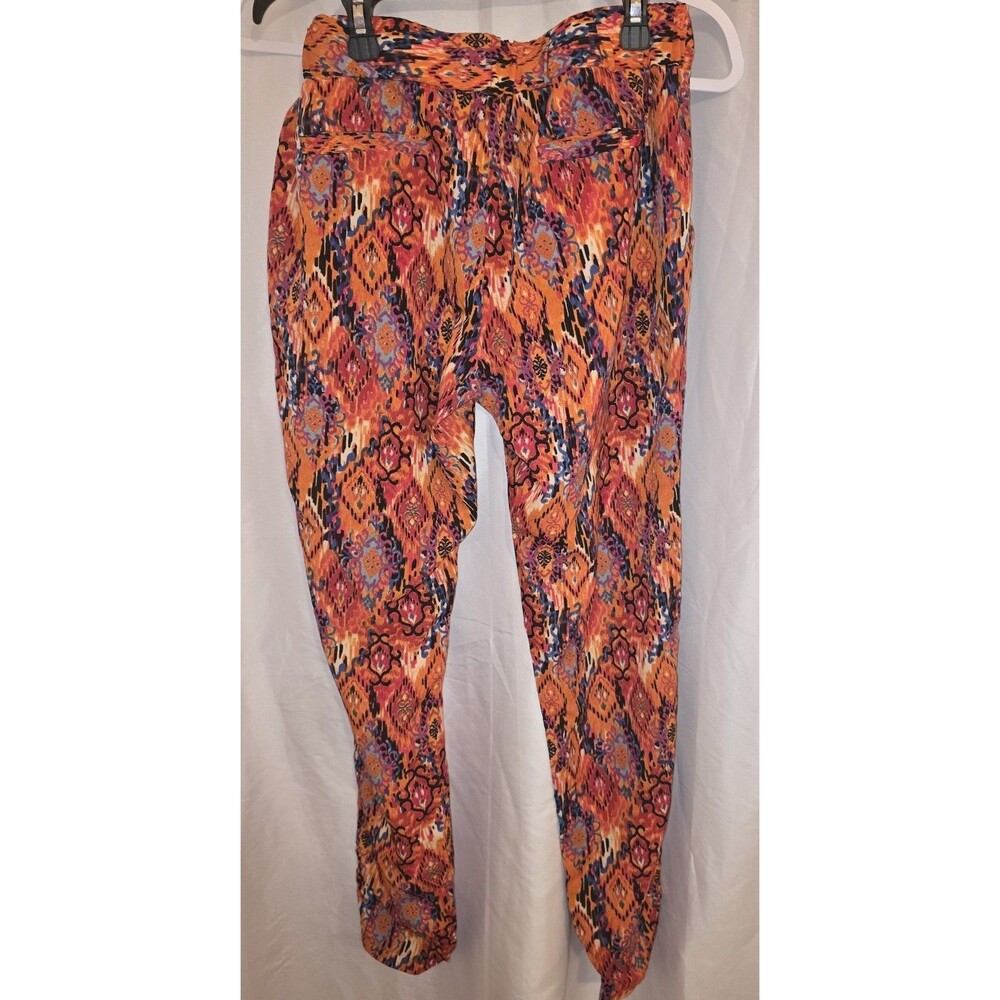 Women's Ali Kris Med Orange Purple Black Abstract Print Pull On Pants